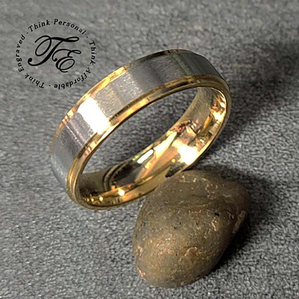 Men's Wedding Ring Silver and 14k Gold Two Tone Wedding Ring - Guys Wedding Ring